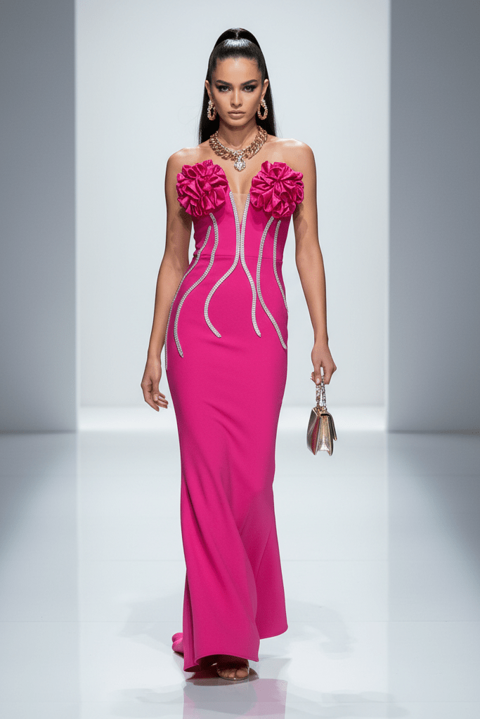 Rhinestone Chain Off - Shoulder Mermaid Evening Dress by Luxe Lane | mermaid gown from Luxe Lane | SKU: -5 | Barcode:  | Options: White XS(4) | Rhinestone Chain Off - Shoulder Mermaid Evening Dress