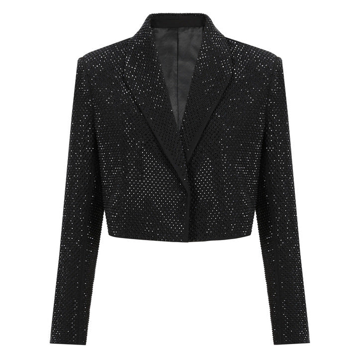 Rhinestone Cropped Blazer JacketBlackS(6)blackLuxe Lane
