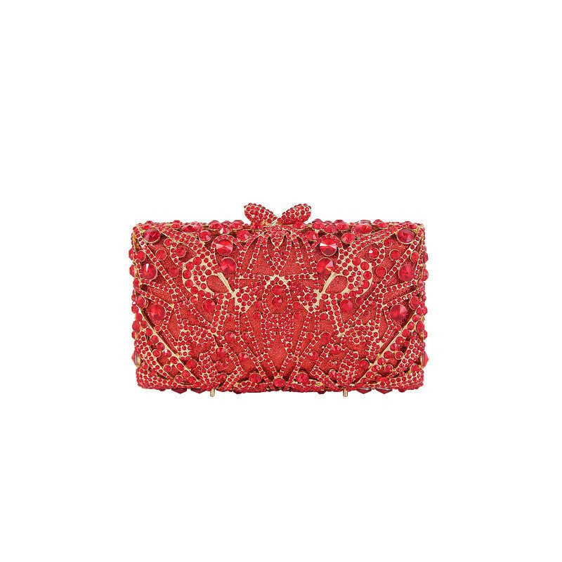 Rhinestone Cutout Diamond Evening Bag by CJ | 0 from Luxe Lane | SKU: CJNS151970001AZ | Barcode:  | Options: Red | Rhinestone Cutout Diamond Evening Bag