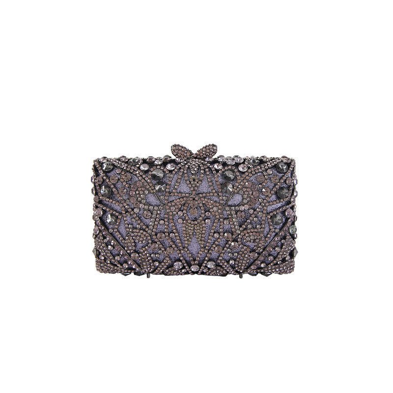 Rhinestone Cutout Diamond Evening Bag by CJ | 0 from Luxe Lane | SKU: CJNS151970002BY | Barcode:  | Options: Dark Purple | Rhinestone Cutout Diamond Evening Bag