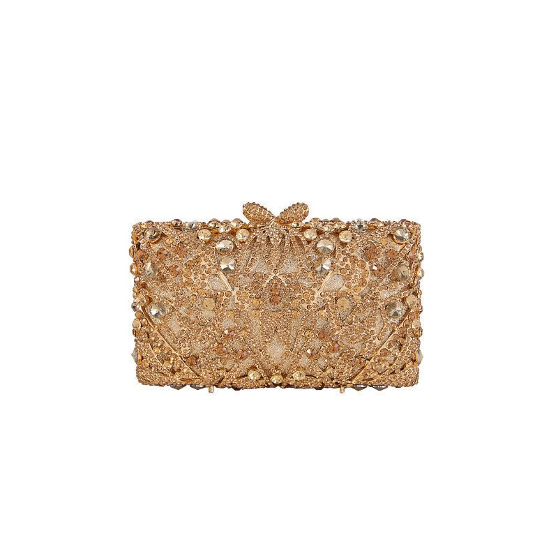 Rhinestone Cutout Diamond Evening Bag by CJ | 0 from Luxe Lane | SKU: CJNS151970003CX | Barcode:  | Options: Gold | Rhinestone Cutout Diamond Evening Bag