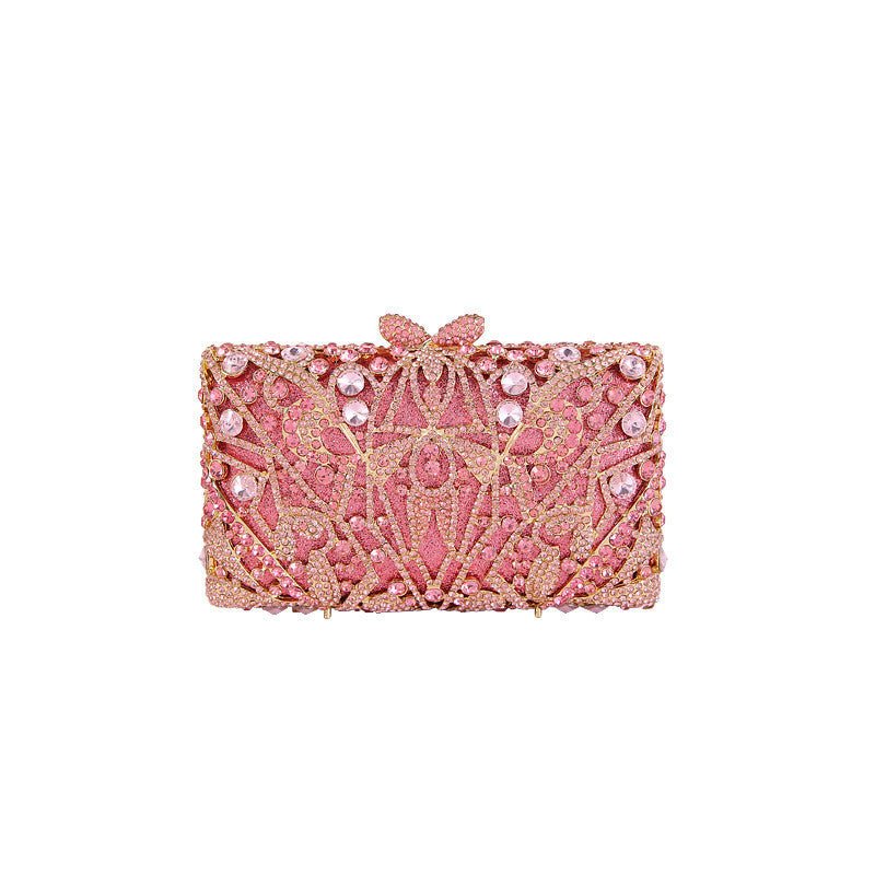 Rhinestone Cutout Diamond Evening Bag by CJ | 0 from Luxe Lane | SKU: CJNS151970005EV | Barcode:  | Options: Pink | Rhinestone Cutout Diamond Evening Bag