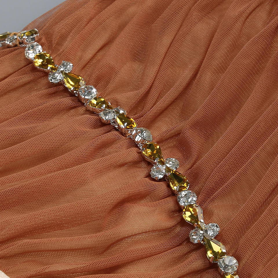 Rhinestone Feather Mini DressClub DressesTurmericS(2)Luxe Lane