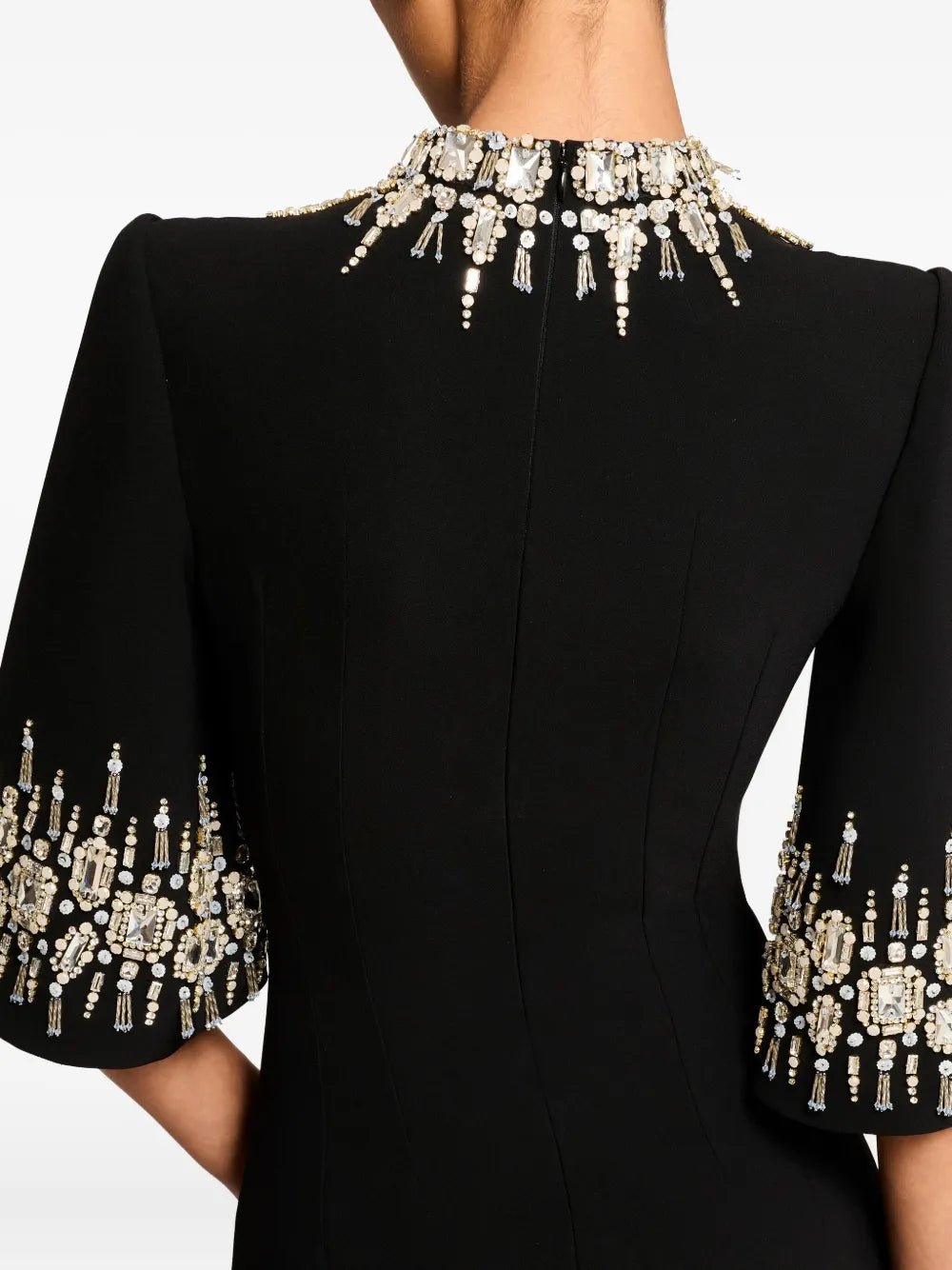 Rhinestone High Neck Long Sleeve A Line Evening GownParty dressesBlackS(6)blackLuxe Lane