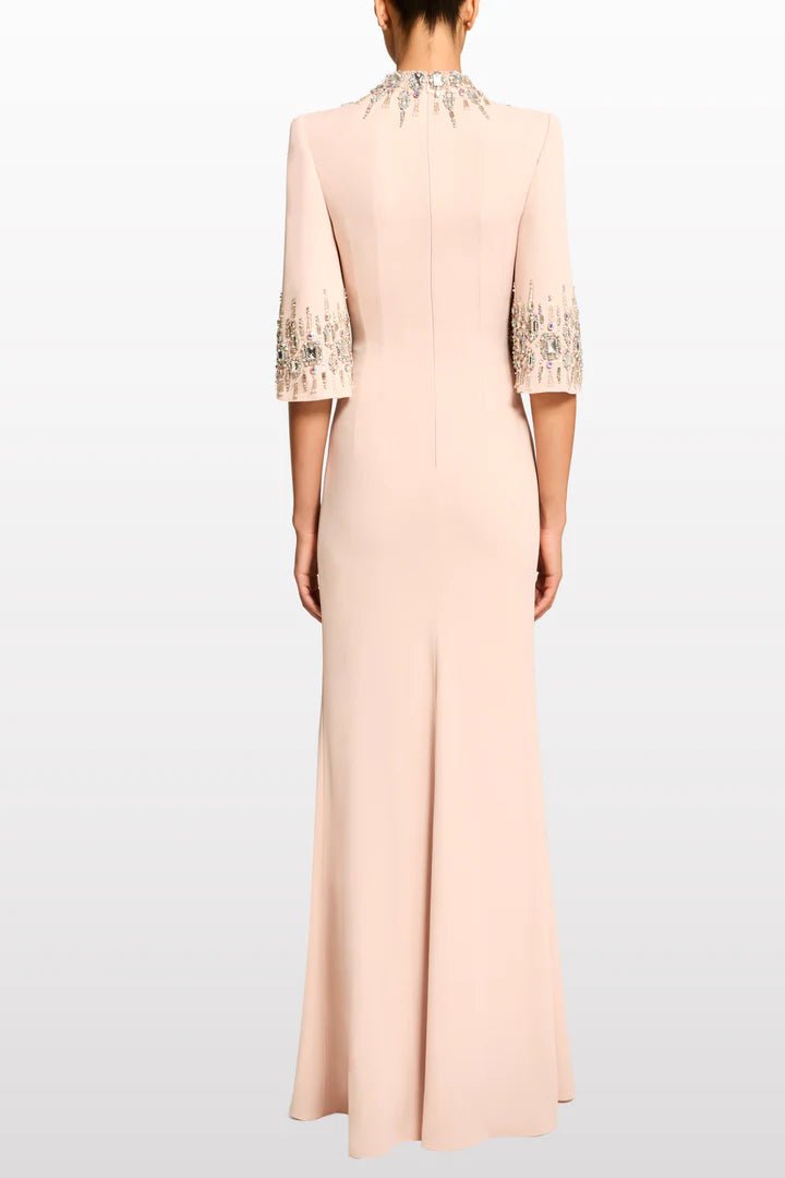 Rhinestone High Neck Long Sleeve A Line Evening GownParty dressesBlackS(6)blackLuxe Lane