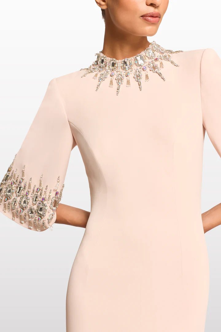 Rhinestone High Neck Long Sleeve A Line Evening GownParty dressesBlackS(6)blackLuxe Lane
