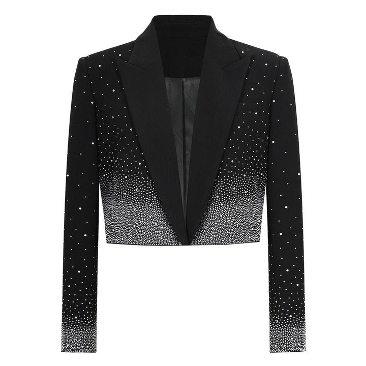 Rhinestone Ombre Cropped Blazer JacketBlazerBlackS(6)blackLuxe Lane