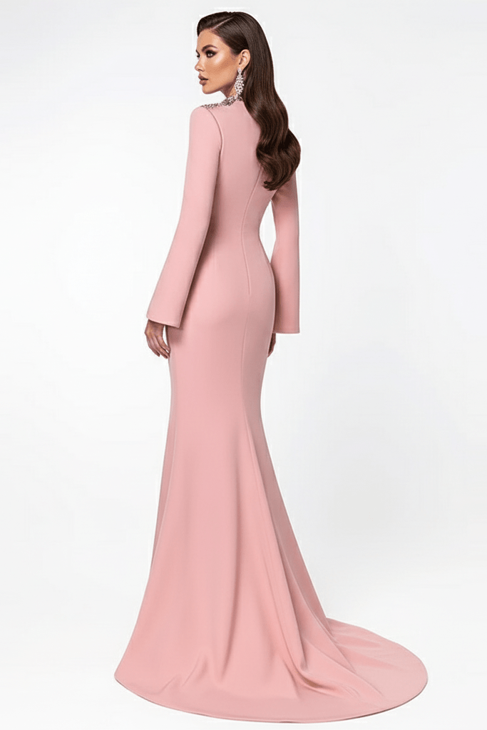 Rhinestone Sequin Split Maxi Evening Gown by Luxe Lane | Party dresses from Luxe Lane | SKU:  | Barcode:  | Options: Pink S(6) | Rhinestone Sequin Split Maxi Evening Gown