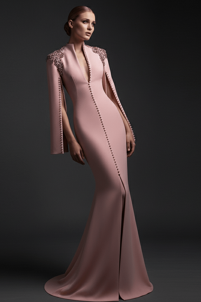 Rhinestone Sequin Split Maxi Evening Gown by Luxe Lane | Party dresses from Luxe Lane | SKU:  | Barcode:  | Options: Pink S(6) | Rhinestone Sequin Split Maxi Evening Gown