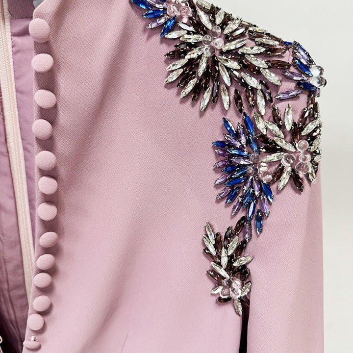 Rhinestone Sequin Split Maxi Evening Gown by Luxe Lane | Party dresses from Luxe Lane | SKU:  | Barcode:  | Options: Pink S(6) | Elegant Rhinestone Pink Sequin Evening Dresses Luxury Maxi Gown Formal Split Event Dress Slim Fit Bodycon Party Wear