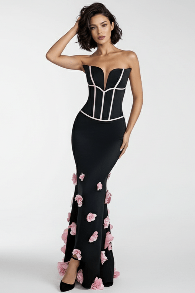 Rosa 3D Mermaid Evening Gown by Luxe Lane | from Luxe Lane | SKU:  | Barcode:  | Options: M | Rosa 3D Mermaid Evening Gown