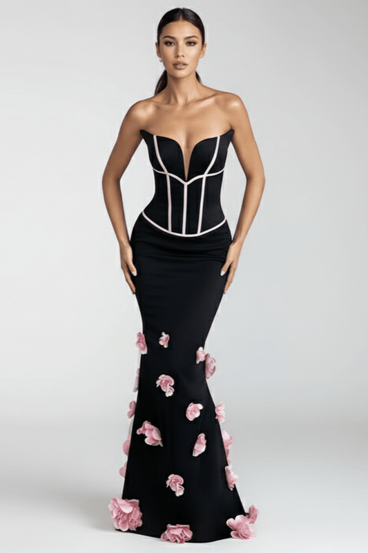 Rosa 3D Mermaid Evening Gown by Luxe Lane | from Luxe Lane | SKU:  | Barcode:  | Options: M | Rosa 3D Mermaid Evening Gown