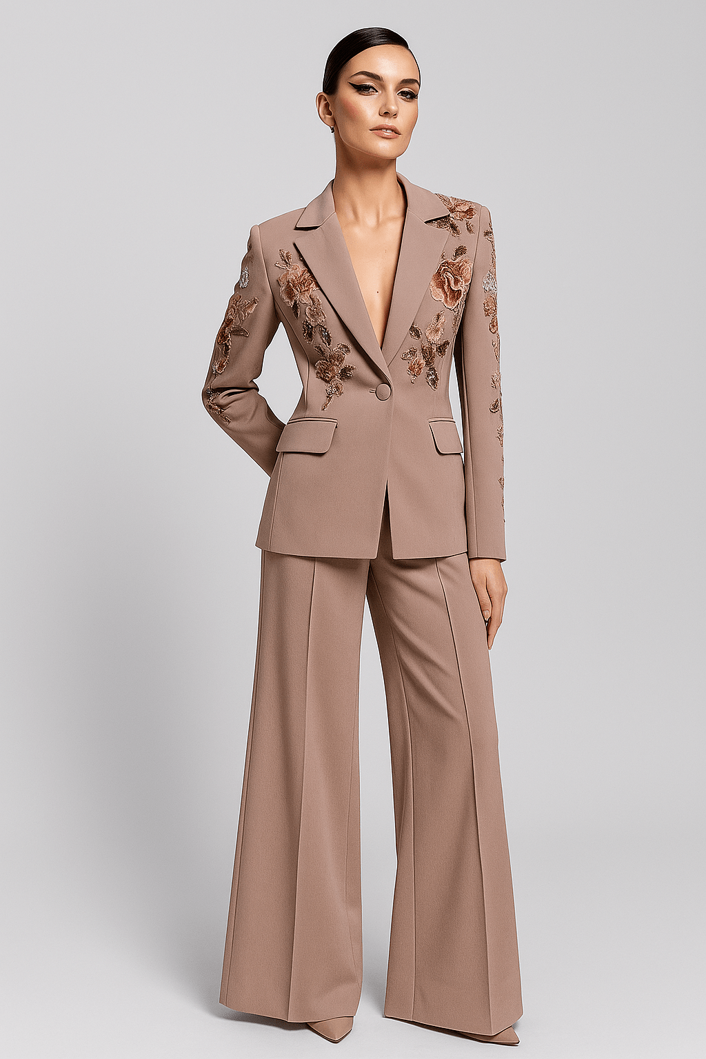 Rosabelle Embroidered Blossom Blazer Set by Luxe Lane | Blazer from Luxe Lane | SKU: -1 | Barcode:  | Options: Pink S | Rosabelle Embroidered Blossom Blazer Set