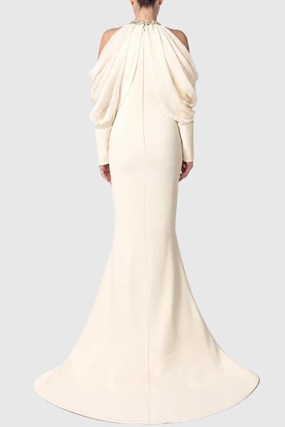 Rose Crystal Cold Shoulder GownEvening DressesPinkS(2)Luxe Lane