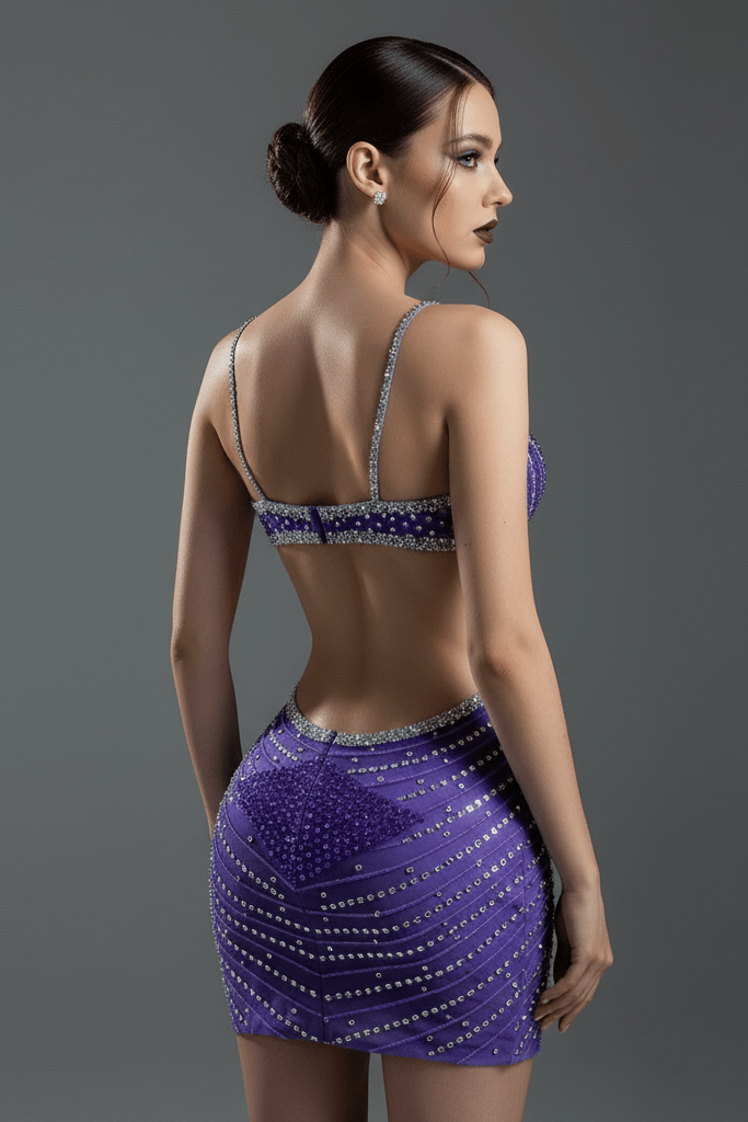 Saphira Pink Rhinestone Cutout Mini Dress by Luxe Lane | Club Dresses from Luxe Lane | SKU: -1 | Barcode:  | Options: Pink S | Saphira Pink Rhinestone Cutout Mini Dress