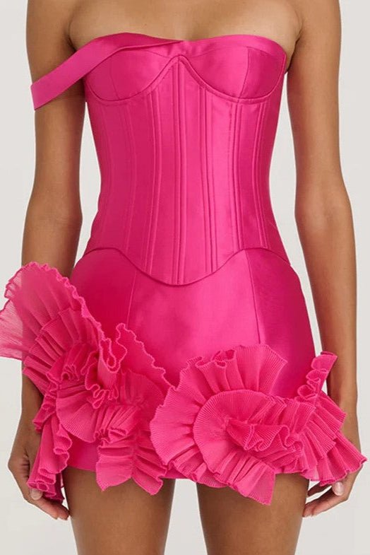 Satin Asymmetrical Mini Dress by Luxe Lane | from Luxe Lane | SKU:  | Barcode:  | Options: S | Satin Asymmetrical Mini Dress