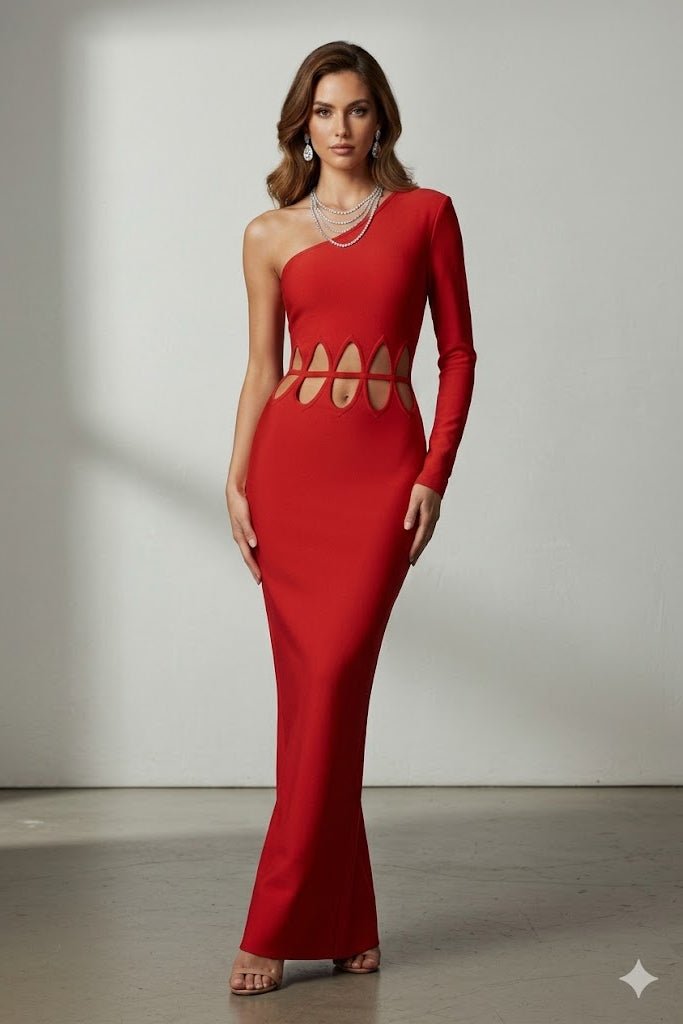Scarlet Eclipse Cut Out Maxi DressEvening DressesRedS(2)redLuxe Lane