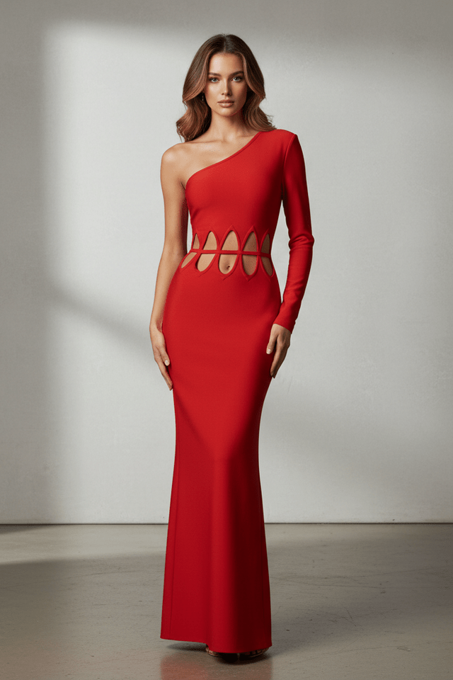 Scarlet Eclipse Cut Out Maxi DressEvening DressesRedS(2)redLuxe Lane