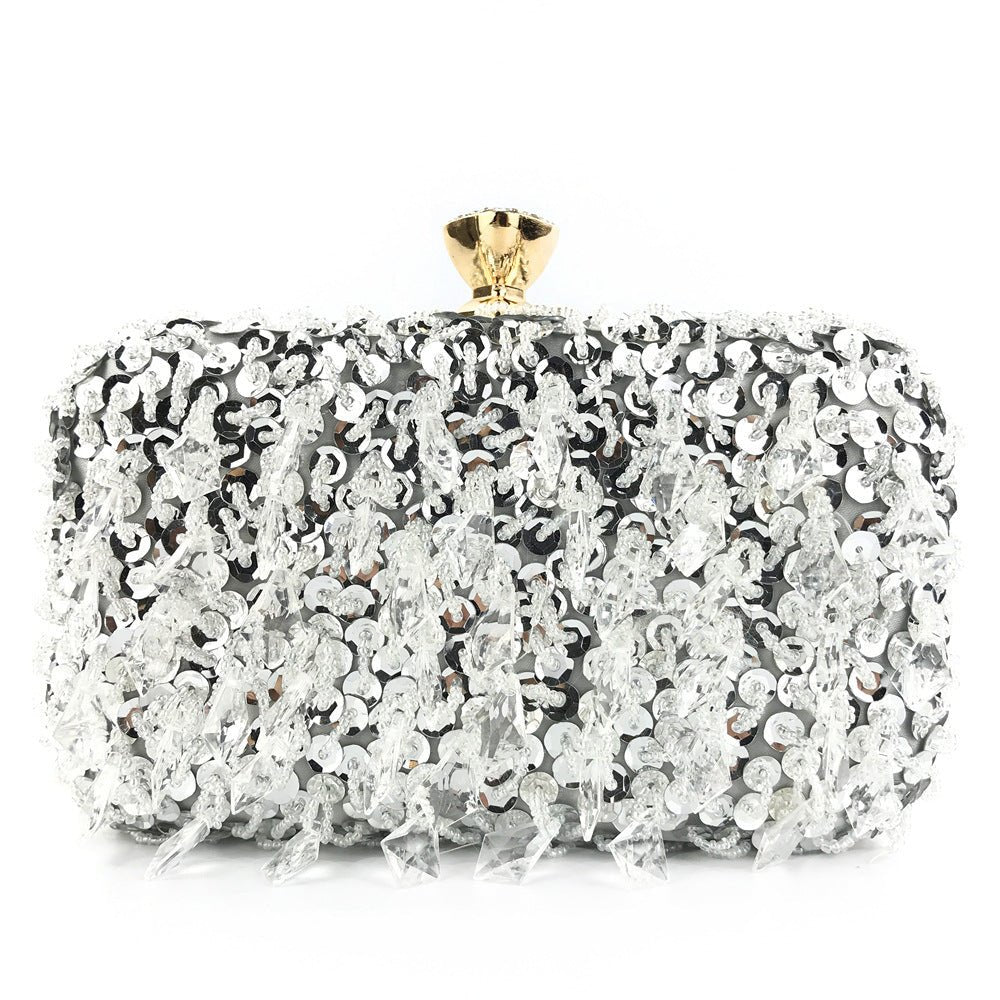Sequin Chain Evening Bag for Women by CJ | 0 from Luxe Lane | SKU: CJBHNSNS29275-Silver | Barcode:  | Options: Silver | Sequin Chain Evening Bag for Women