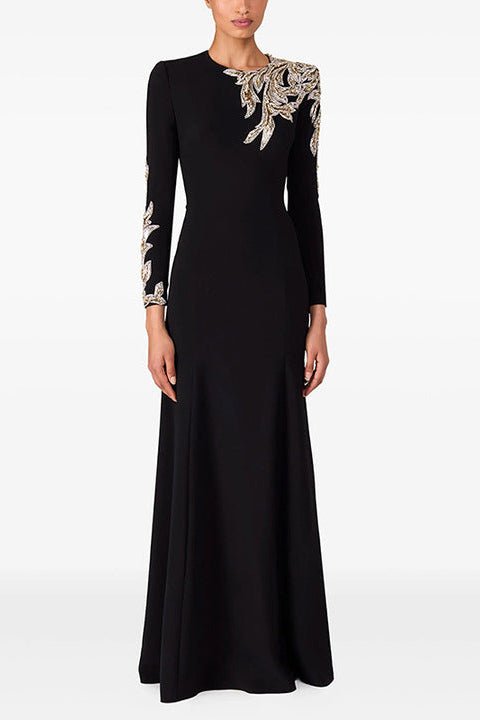 Sequin Embroidered Long Sleeve Maxi Gown by Shine | Party dresses from Luxe Lane | SKU: -1 | Barcode:  | Options: Black S(6) | Luxury Black Evening Dresses Women's Elegant Long Sleeve Floor Length Dress Sequin Embroidered Maxi Gown Formal Party Wear