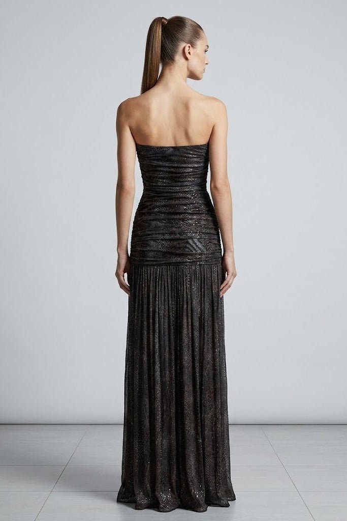 Sequin Ruched Slit Maxi DressParty DressesBlackS(2)blackLuxe Lane