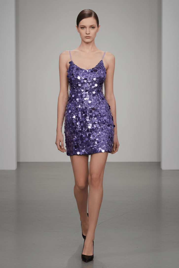 Sequin Spaghetti Strap Bodycon Mini Party Dress+Club DressesPinkS(6)Luxe Lane