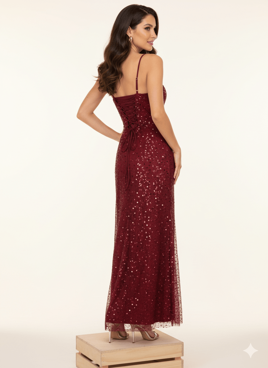 Sequin Square - Neck Sleeveless Bodycon Maxi Evening Dress by Luxe Lane | heath gown from Luxe Lane | SKU: -1 | Barcode:  | Options: Black S(6) | Sequin Square - Neck Sleeveless Bodycon Maxi Evening Dress