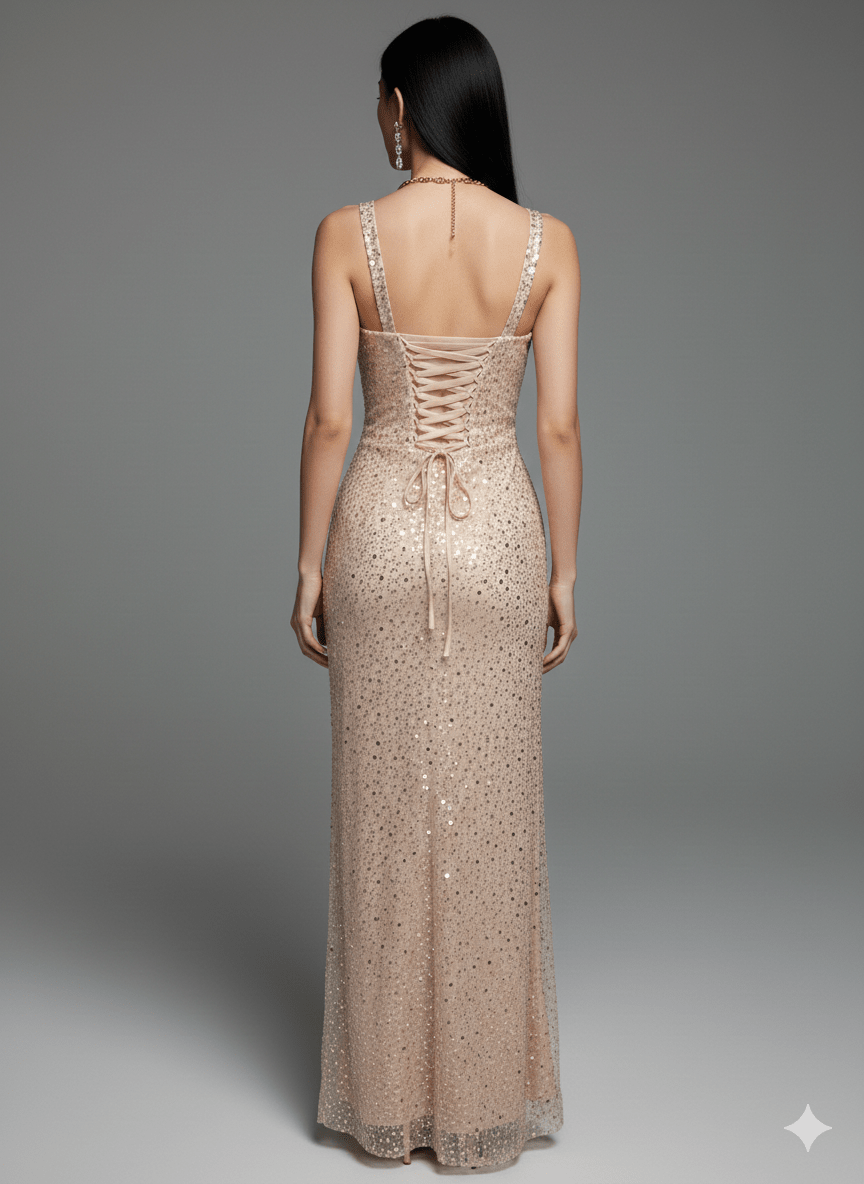 Sequin Square - Neck Sleeveless Bodycon Maxi Evening Dress by Luxe Lane | heath gown from Luxe Lane | SKU: -1 | Barcode:  | Options: Black S(6) | Sequin Square - Neck Sleeveless Bodycon Maxi Evening Dress