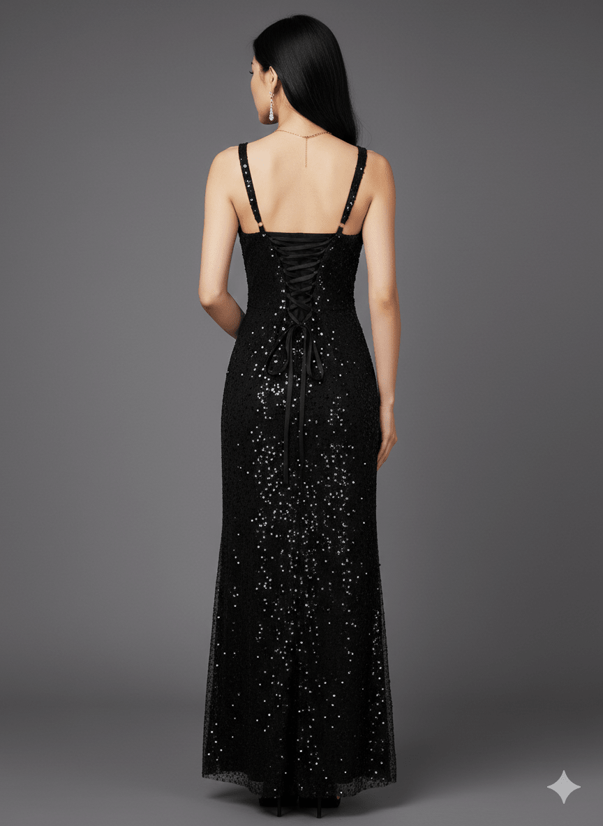 Sequin Square - Neck Sleeveless Bodycon Maxi Evening Dress by Luxe Lane | heath gown from Luxe Lane | SKU: -9 | Barcode:  | Options: Champagne S(6) | Sequin Square - Neck Sleeveless Bodycon Maxi Evening Dress