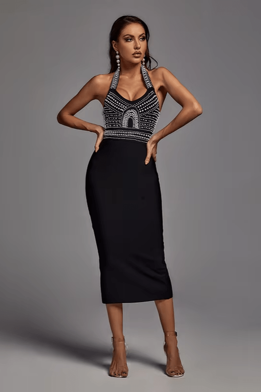 Seraphina Beaded Corset Halter Evening Dress | by Luxe Lane | from Luxe Lane | | |