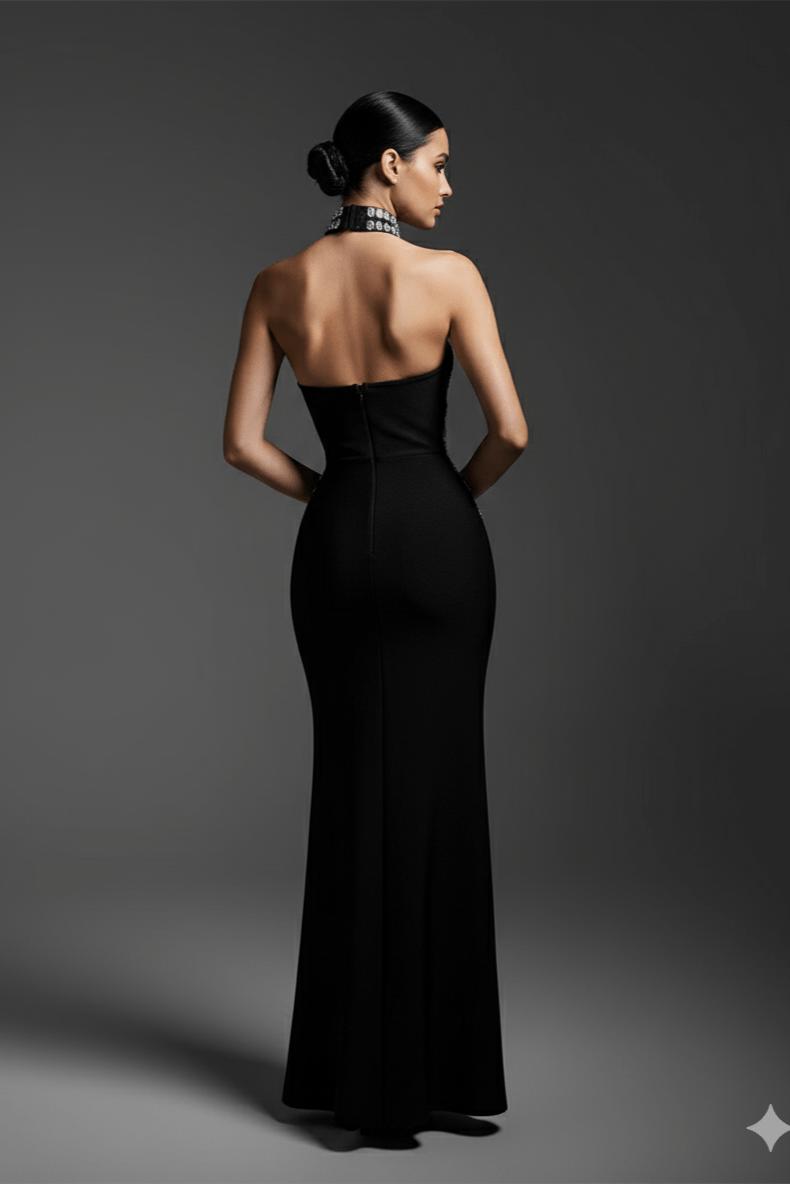 Seraphina Rhinestone Maxi Dress by Shine | Party Dress from Luxe Lane | SKU:  | Barcode:  | Options: White S | Seraphina Rhinestone Maxi Dress