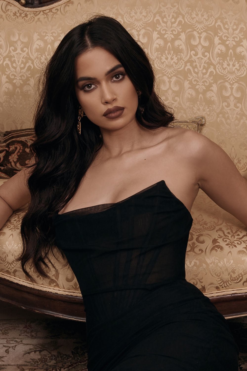 Seraphina Sheer Mesh Lace Strapless Dress by Luxe Lane | from Luxe Lane | SKU:  | Barcode:  | Options: Pink S | Seraphina Sheer Mesh Lace Strapless Dress