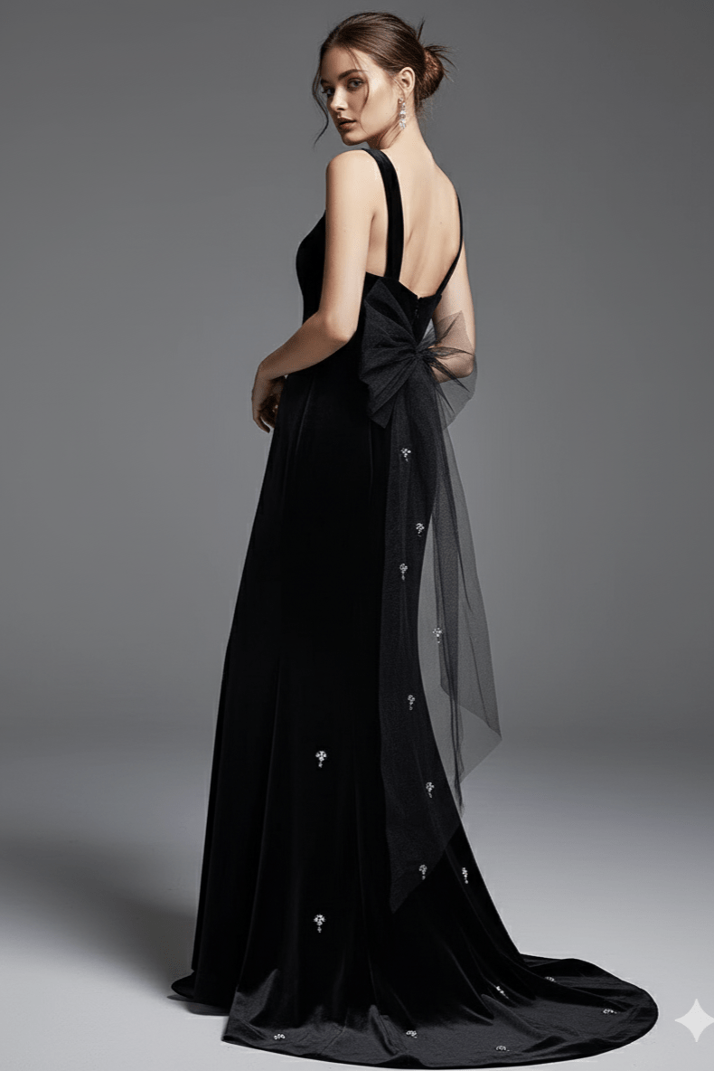 Seraphina Velvet Beaded Mermaid Gown by Luxe Lane | from Luxe Lane | SKU:  | Barcode:  | Options: Black S | Seraphina Velvet Beaded Mermaid Gown