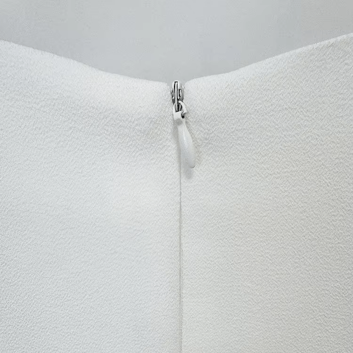 Serenaya White Floral Embroidered Gown by Shine | Party dresses from Luxe Lane | SKU: W11258-1 | Barcode:  | Options: White S | Womens Formal Wear Manufacturer White Long Sleeve Maxi Party Dress Black Sequin Beaded Floral Embroidery Elegant Evening Gown