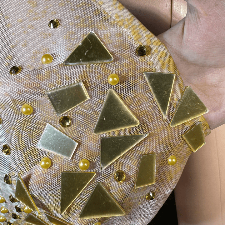 Solara Mirror Sequin Mermaid Gown by Shine | mermaid gown from Luxe Lane | SKU: W11529-1 | Barcode:  | Options: Golden S(6) | Luxury Golden Mirror Sequins Evening Gown Sexy Mermaid Maxi Dress Women Sparkling Beaded Formal Party Stage Performance Wear