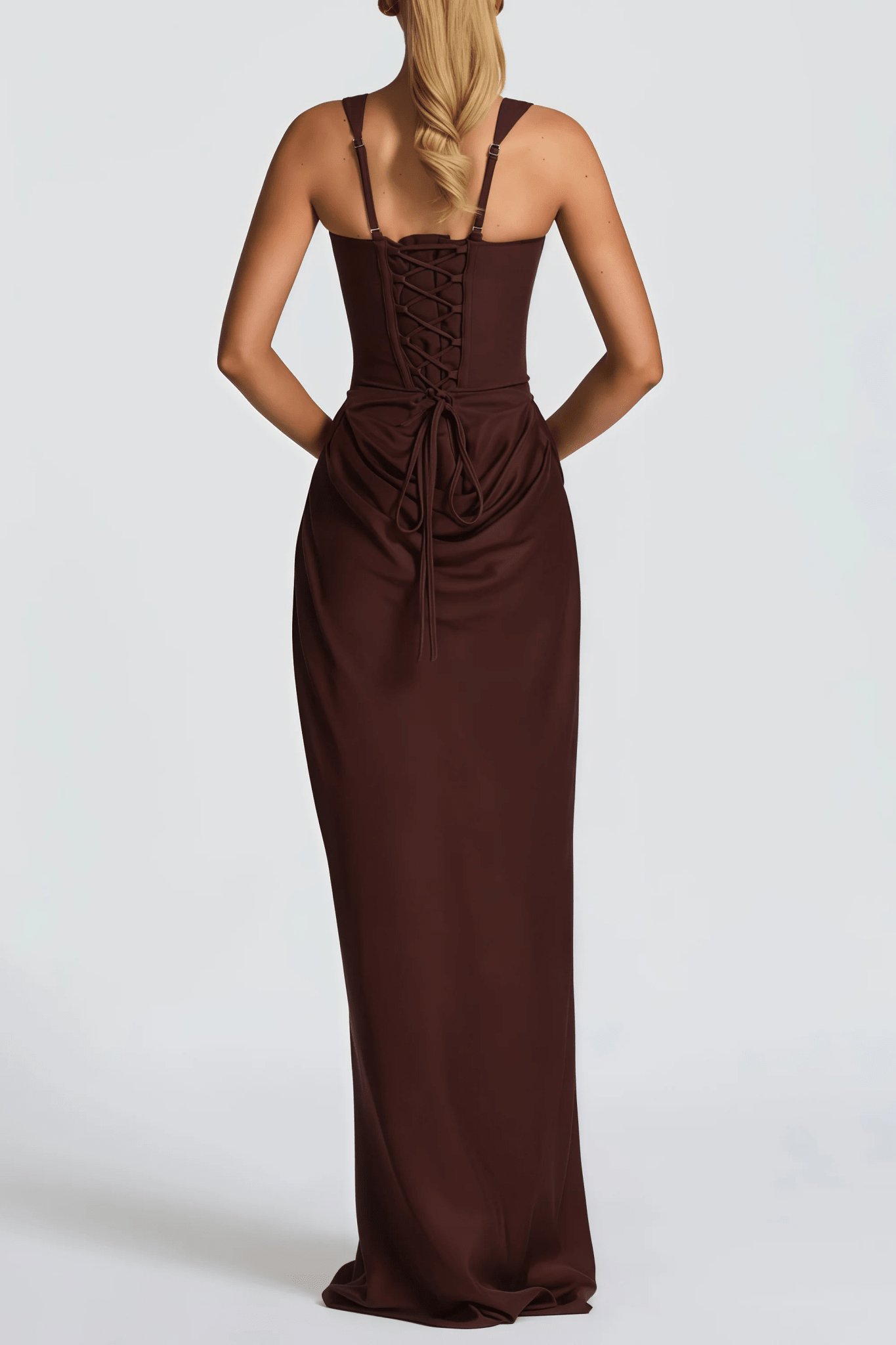 Square Neck Ruched Sleeveless Bodycon Maxi Evening Dress by Luxe Lane | Party Dresses from Luxe Lane | SKU: -6 | Barcode:  | Options: Red XS(4) | Square Neck Ruched Sleeveless Bodycon Maxi Evening Dress