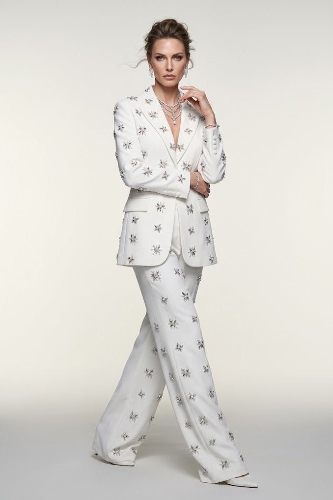 Star Embellished Blazer Trouser SetPants SuitsWhiteS(2)Luxe Lane