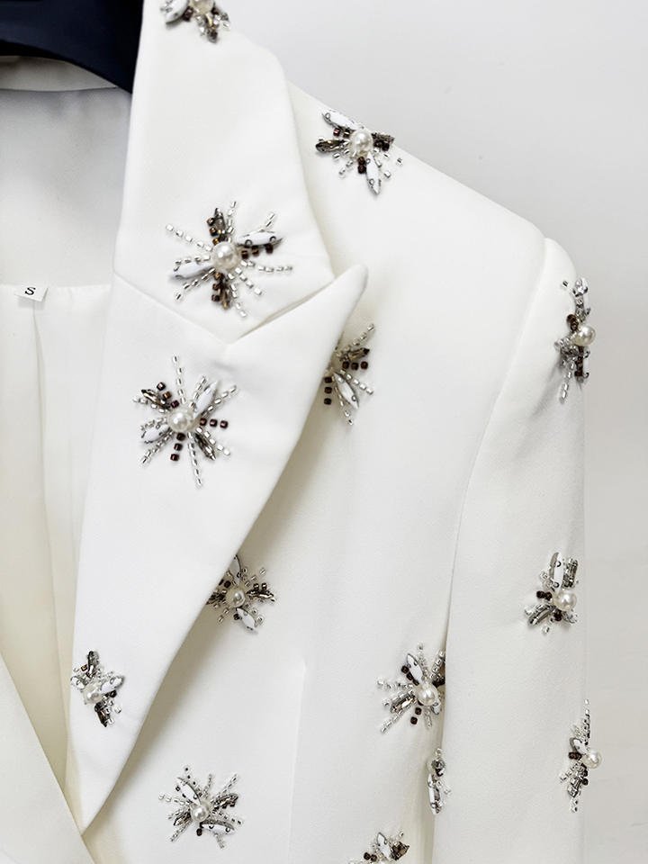 Star Embellished Blazer Trouser SetPants SuitsWhiteS(2)Luxe Lane