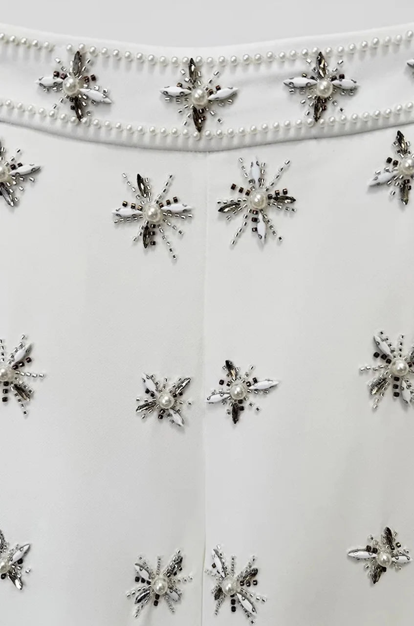 Star Embellished Blazer Trouser SetPants SuitsWhiteS(2)Luxe Lane