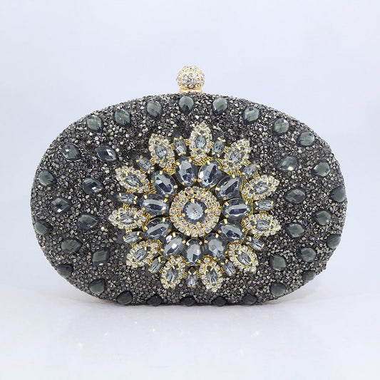 Sunflower Diamond Evening Bag for Women by CJ | 0 from Luxe Lane | SKU: CJYD187817801AZ | Barcode:  | Options: Silver | Sunflower Diamond Evening Bag for Women