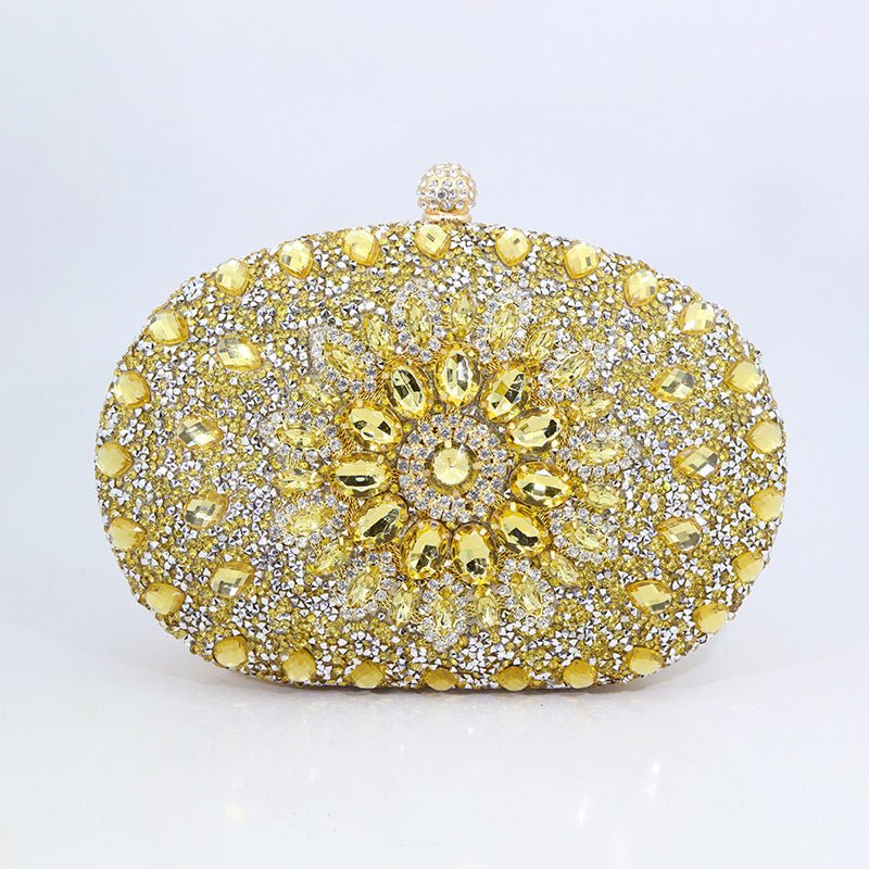 Sunflower Diamond Evening Bag for Women by CJ | 0 from Luxe Lane | SKU: CJYD187817801AZ | Barcode:  | Options: Silver | Sunflower Diamond Evening Bag for Women