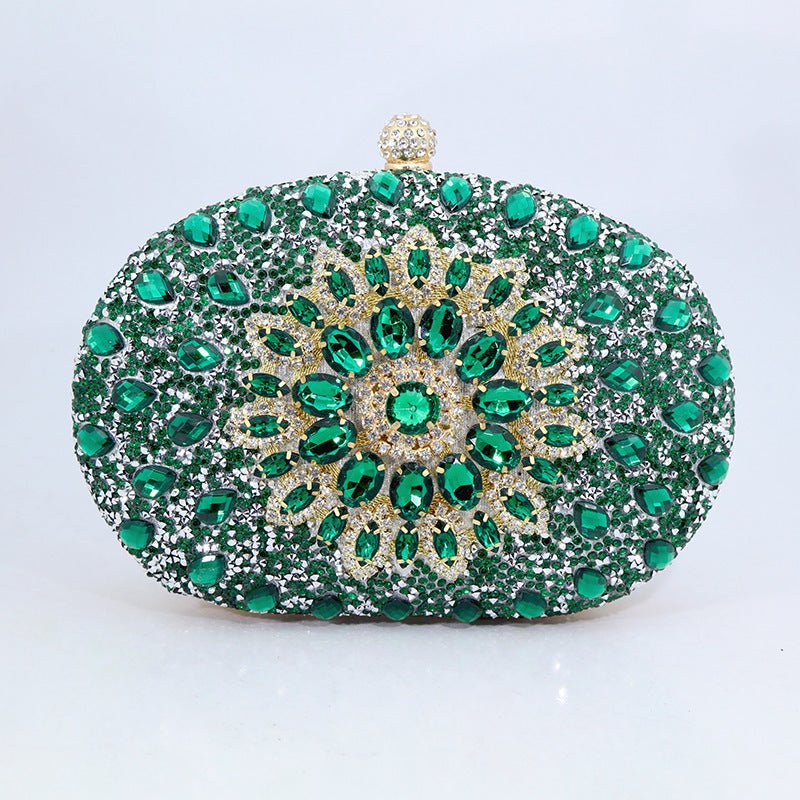 Sunflower Diamond Evening Bag for Women by CJ | 0 from Luxe Lane | SKU: CJYD187817806FU | Barcode:  | Options: Green | Sunflower Diamond Evening Bag for Women