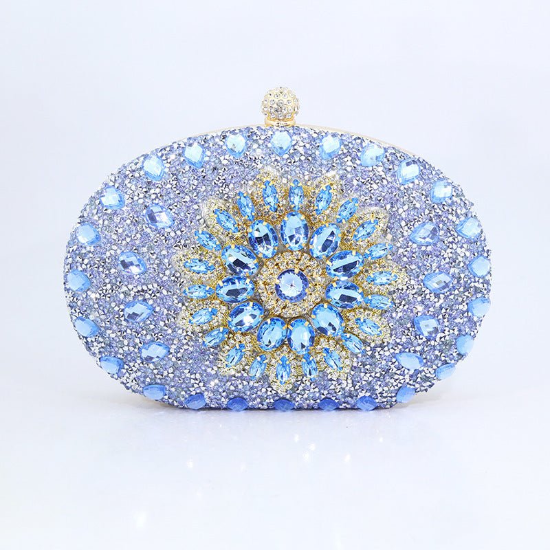 Sunflower Diamond Evening Bag for Women by CJ | 0 from Luxe Lane | SKU: CJYD187817809IR | Barcode:  | Options: Light Blue | Sunflower Diamond Evening Bag for Women