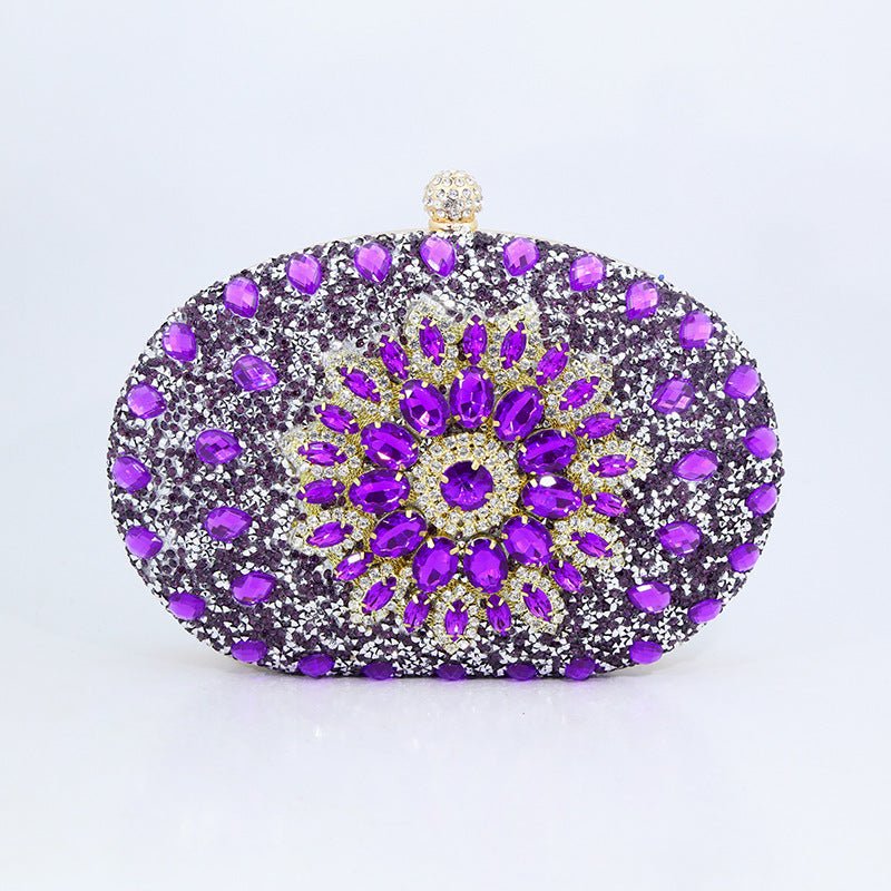 Sunflower Diamond Evening Bag for Women by CJ | 0 from Luxe Lane | SKU: CJYD187817811KP | Barcode:  | Options: Purple | Sunflower Diamond Evening Bag for Women