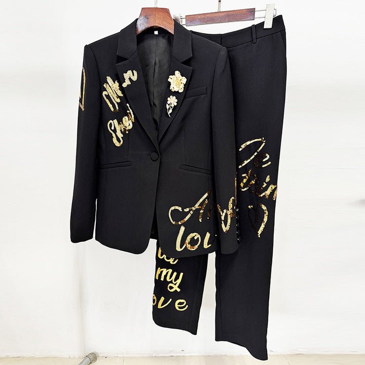 Tailored White Blazer & Pants Business Suit Set+BlackS(6)Luxe Lane