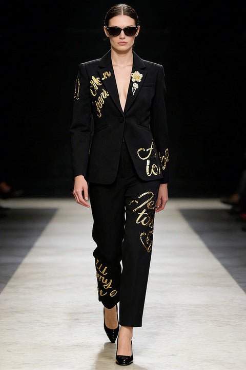 Tailored White Blazer & Pants Business Suit Set+BlackS(6)Luxe Lane