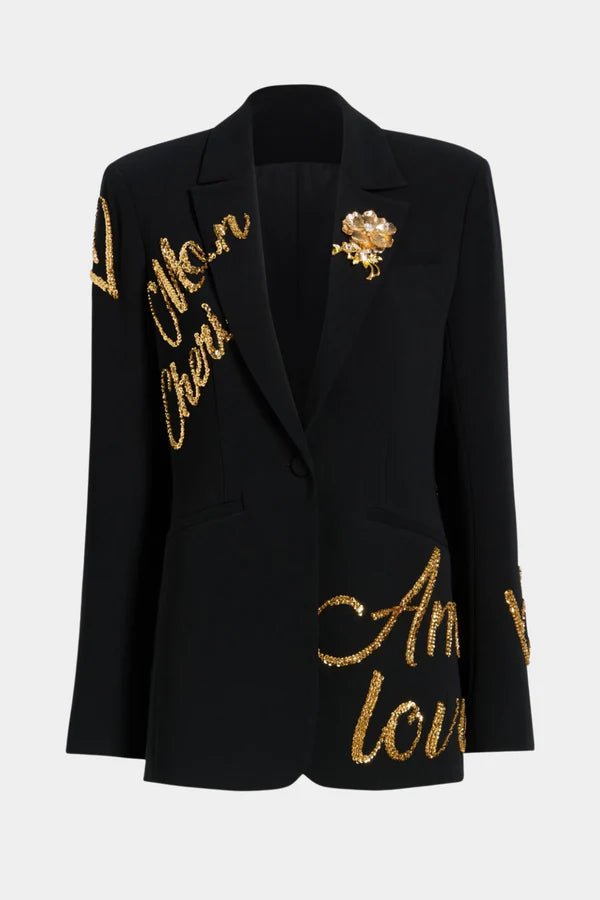 Tailored White Blazer & Pants Business Suit Set+BlackS(6)Luxe Lane