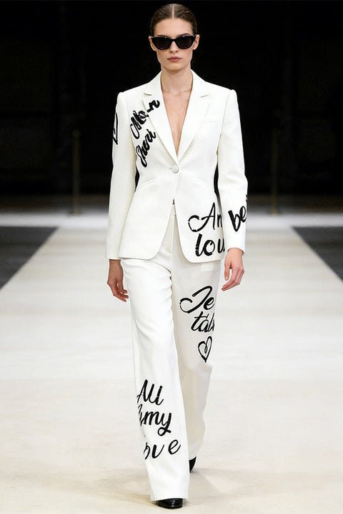 Tailored White Blazer & Pants Business Suit Set+WhiteS(6)Luxe Lane