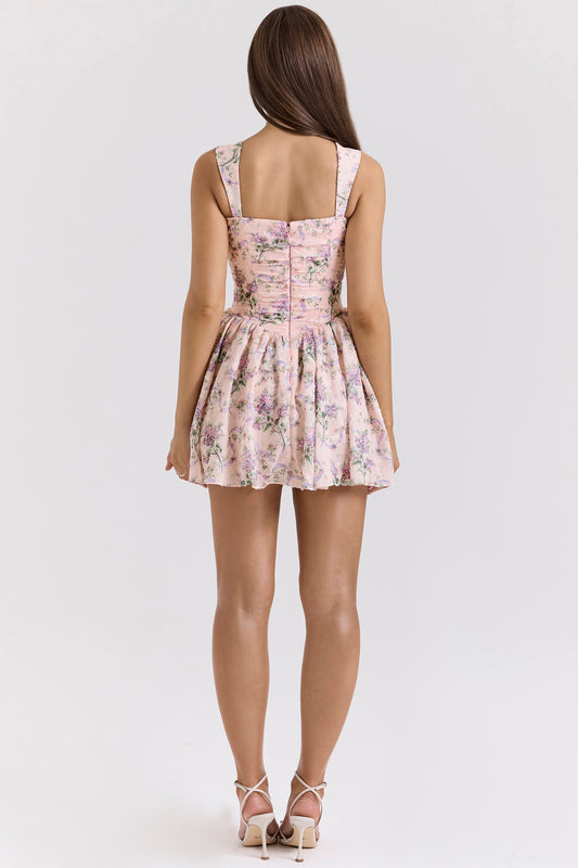 Ruched Floral Mini Dress