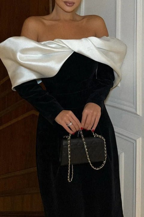 V - Neck Bow Detail Bodycon Maxi Dress by Luxe Lane | Dresses from Luxe Lane | SKU: -1 | Barcode:  | Options: Black XS | Wholesale Luxury Womens Clothing Luxurious Evening Dresses Women Long Bodycon Dress for Party Wear